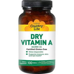 Витамин А 10 000 МЕ Country Life Dry Vitamin A 100 таблеток