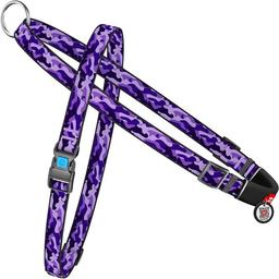 Шлея для собак Waudog Nylon Фиолетовый камо, c QR паспортом, быстросъемная, 40-55х45-60х1,5 см (5462)