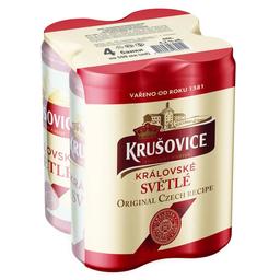 Пиво Krusovice Kralovske Svetle, светлое, ж/б, 4,2%, 2 л (4 шт. по 0,5 л)