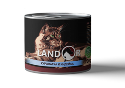 Вологий корм для котів Landor, куріпка з індичкою, 200 г