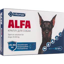 Капли на холку Vitomax Alfa противопаразитарные для собак 25-40 кг, 4.7 мл, 2 пипетки