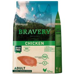 Сухой корм для взрослых собак средних и больших пород Bravery Chicken Adult Large Medium, с курицей, 12 кг