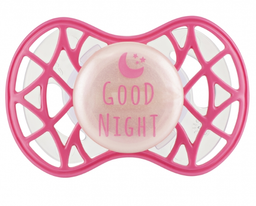 Силіконова ортодонтична пустушка Nuvita Air55 Cool Good Night, світиться в темряві, 6-12 міс., рожевий (NV7084GM)
