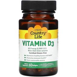 Витамин D3 2500 МЕ Country Life 60 капсул