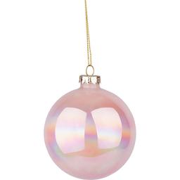 Новорічна іграшка Novogod'ko Куля 8 cм глянцева мармурова світло-рожева (973815)