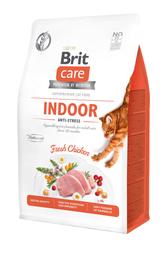 Беззерновой сухой корм для для кошек живущих в помещении Brit Care Cat GF Indoor Anti-stress, с курицей, 0,4 кг