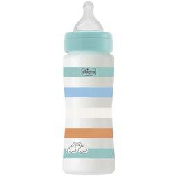 Бутылочка для кормления Chicco Well-Being Colors, с силиконовой соской 4м+, 330 мл, мятная (28637.21)