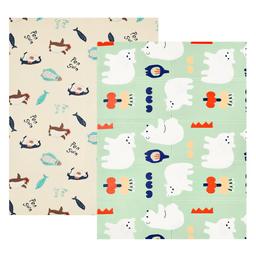 Дитячий двосторонній складний килимок Poppet Білі ведмежата та Грайливі пінгвіни, 150х200х0,8 см (PP015-150H)