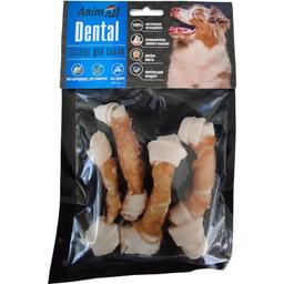 Ласощі для собак AnimAll Dental кістка баварська вузлова №2М, з м'ясом курки, 10-12 см, 4 шт.