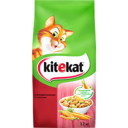 Сухий корм для котів Kitekat, яловичина з овочами, 12 кг