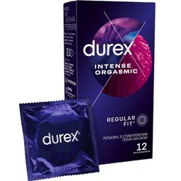Презервативи латексні з силіконовою змазкою Durex Intense Orgasmic, рельєфні, зі стимулюючим гелем-змазкою, 12 шт. (3044083)