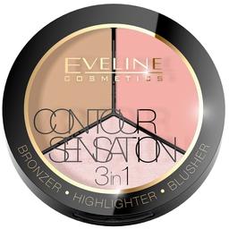 Палетка для контурингу Eveline Contour Sensation 3 в 1 01 13.5 г (LMKCONTOUR1)