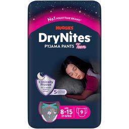 Подгузники-трусики для девочек Huggies DryNites (27-57 кг), 9 шт.