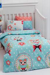 Детское постельное белье для младенцев Eponj Home Baykus A.mavi, ранфорс, голубой, 4 предмета (Ep-010103)