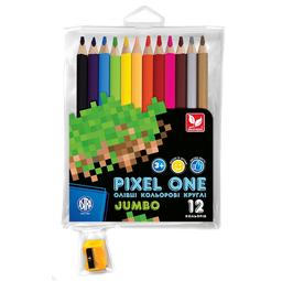 Олівці кольорові Школярик Джамбо Pixel One, з точилкою, 12 кольорів (312221005-UA)