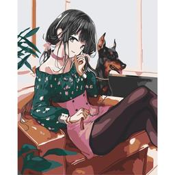 Картина по номерам ArtCraft Девушка с собакой 40x50 см (10327-AC)