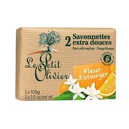 Мыло экстранежное Le Petit Olivier 100% vegetal oils soap, цветы апельсина, 2х100 г (3549620005035)