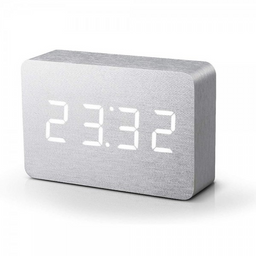 Смарт-будильник с термометром Gingko Brick, белый алюминий (GK15W6)