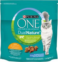 Сухий корм для дорослих котів Purina One Adult Dual Nature Spirulina, з куркою, 1,4 кг (12425096)