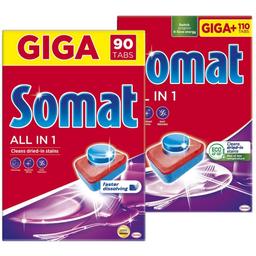 Набір таблеток для посудомийних машин Somat All in 1 200 шт. (90 шт. + 110 шт.)