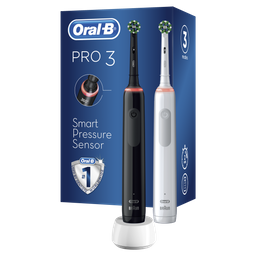 Набор электрических зубных щёток Oral-B Pro 3 3900 СrossAсtion, Черная и Белая