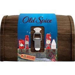 Подарочный набор Old Spice: Твердый дезодорант 50 мл + Аэрозольный дезодорант 150 мл + Гель для душа 250 мл + Лосьон после бритья 100 мл