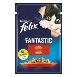 Влажный корм для кошек Felix Fantastic, с говядиной, 85 г