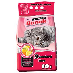 Бентонитовый наполнитель для кошачьего туалета Super Benek Стандартный, с ароматом цитрусовой свежести, 10л