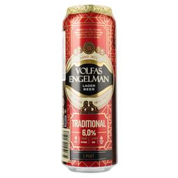 Пиво Volfas Engelman Tradiciskas світле, 6%, з/б, 0.568 л