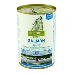 Вологий корм для цуценят Isegrim Junior Salmon with Millet, Blueberries, Wild Herbs Лосось з просом, чорницею і травами, 800 г
