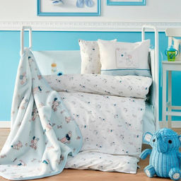 Дитячий плед в ліжечко Karaca Home Woof, 120х100 см, блакитний (2000022087148)