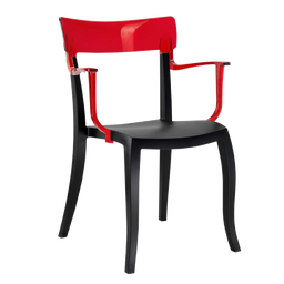 Крісло Papatya Hera-K, чорне сидіння, верх прозоро-червоний (289689)