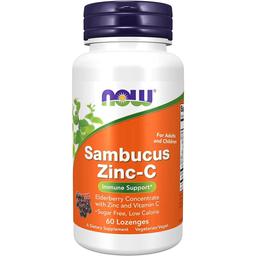 Sambucus Zinc-C Now Immune Support Для иммунитета в жевательных таблетках 60 шт.