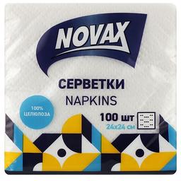 Салфетки бумажные Novax, однослойные, 240х240 мм, 100 шт., белые