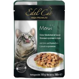 Вологий корм для кішок Edel Cat, пауч з качкою та кроликом у соусі, 100 г (1002024/179987)