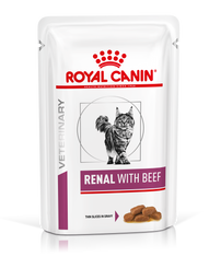 Влажный корм для взрослых кошек с хронической почечной недостаточностью Royal Canin Renal with beef Feline, с говядиной, 85 г