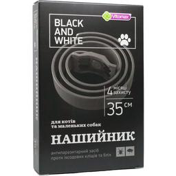 Ошейник противопаразитарный Vitomax Black&White для кошек и малых пород собак, черный, 35 см