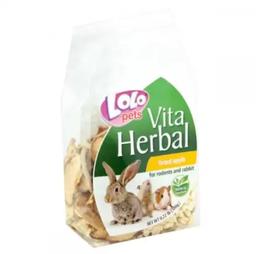 Ласощі для гризунів та кроликів Lolopets Vita Herbal Яблучні чипси, 100 г (LO-74109)