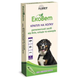 Капли на холку для собак крупных пород ProVET ЭкоВет, от внешних паразитов, 4 пипетки по 2 мл (PR241112)