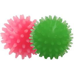Набір іграшок для собак Fox М'ячі з шипами, з ароматом ванілі, 4 см, 1 шт., червоний та зелений