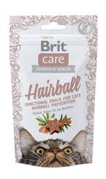 Беззерновое лакомство для кошек, для предотвращения образования комочков шерсти Brit Care Hairball, с уткой, 50 г
