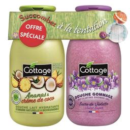 Набор Cottage Pineapple&Coconut&Violet Молочко для душа, 250 мл и гель-эксфолиант, 270 мл