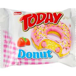 Пончик Elvan Today Donut в глазури с начинкой со вкусом клубники 50 г