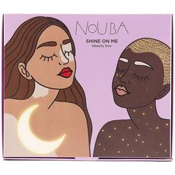 Подарунковий набір Nouba Shine On Me Nude: Туш для вій Cil Prodige, 9 мл + Нюдова губна помада Millebaci, відтінок 16, 6 мл + Хайлайтер для обличчя і тіла Shine On Me, 30 мл