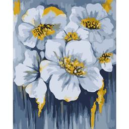 Картина за номерами Santi Блакитні квіти у золоті, металеві фарби, 40х50 см (954523)