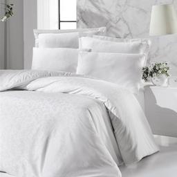 Комплект постельного белья Victoria Deluxe Jacquard Sateen Rimma, сатин-жаккард, евростандарт, 220х200 см, белый (48832_2,0)