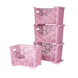 Набір кошиків Violet House Ажур Powder, 36х27х88 см, рожевий, 4 шт. (0409 Ажур POWDER Набір 4 шт. 36*27*88 см)