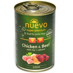 Вологий корм для цуценят Nuevo Junior, з куркою, яловичиною та рисом + кальцій, 400 г (95013 (409))