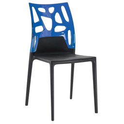Стул Papatya Ego-Rock, черное сиденье, верх прозрачно-синий (388580)