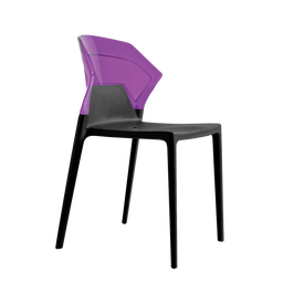 Стілець Papatya Ego-S, чорне сидіння, верх прозоро-пурпурний (390644)